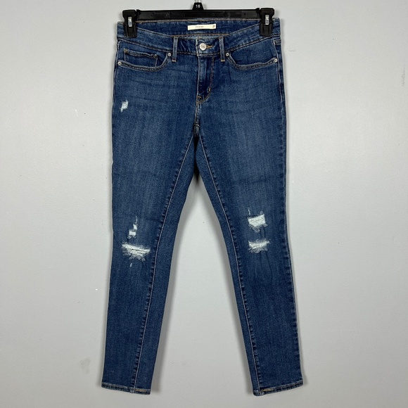 Levi's Jeans 711 Skinny Women's Size 27 Blue Low Rise Distressed 28 in Inseam - Picture 1 of 14